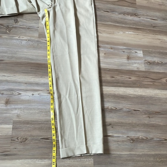 Oscar De La Renta Freedom suit pants Tan Pleated Cuffed Lightweight Mens 35 X 32 - Picture 6 of 11